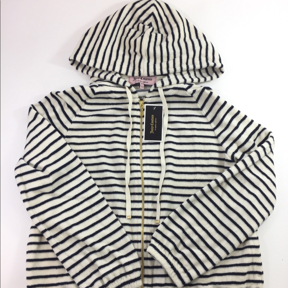 Juicy Couture S Striped Easy Zip Up Hoodie